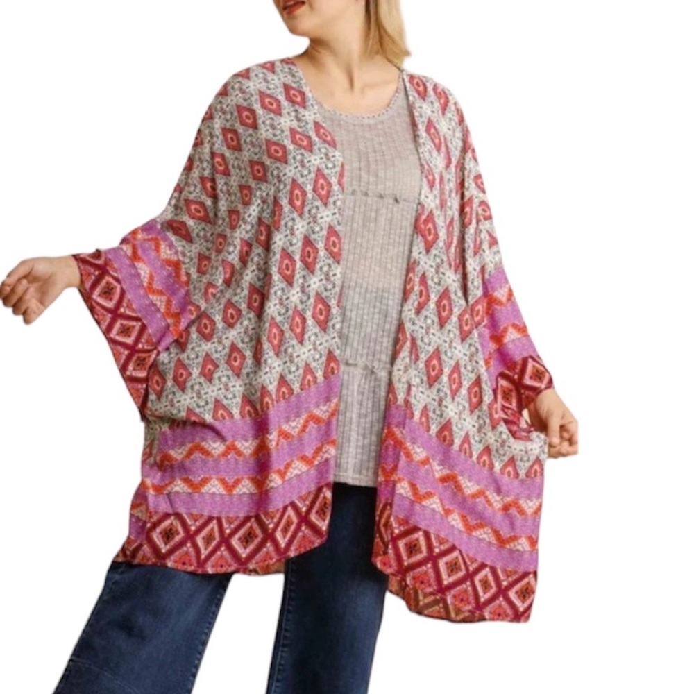 Umgee Multicolor Patterned Kimono Top